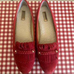 Birdies red flat leather excellent condition